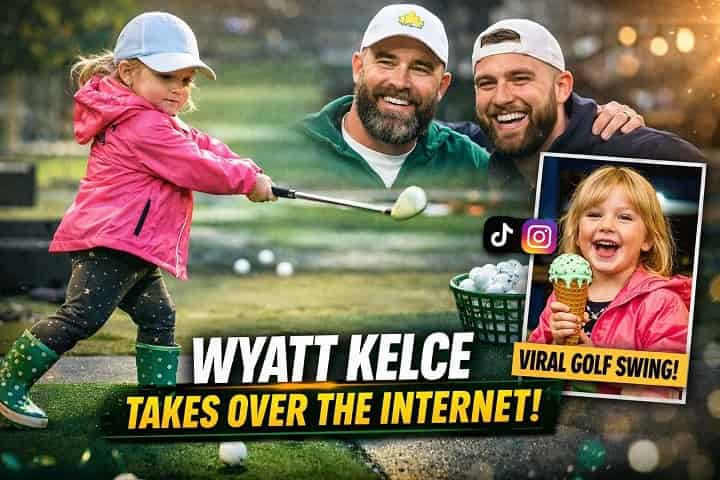 Wyatt Kelce Jason Kelce daughter golf viral moment MGOLF Pennsylvania April 2026