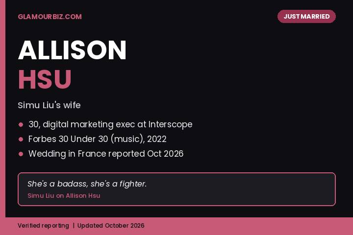 Allison Hsu Simu Liu wife Interscope Records marketing executive wedding 2026