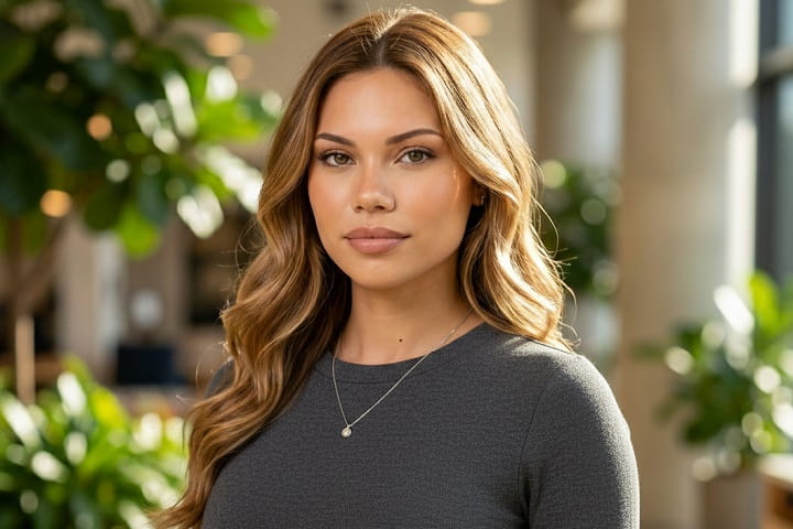 A sophisticated portrait of actress Bella Shepard, representing her career evolution from Wolf Pack to her 2026 role as Genesis Lythe in Star Trek: Starfleet Academy, highlighting her as a defining Gen Z talent.