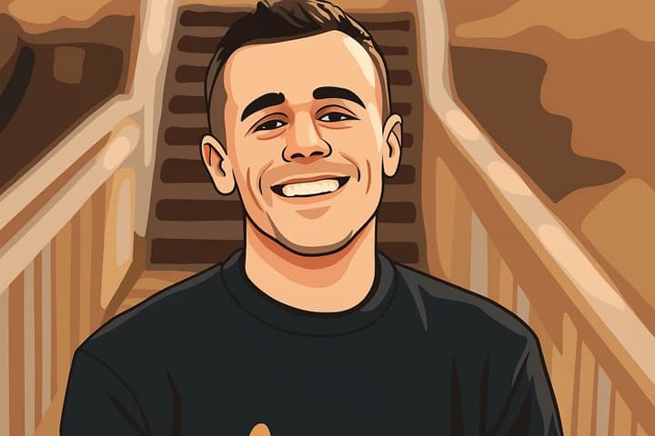 AI illustrated portrait of Daniel LaBelle, viral social media creator known for silent comedy skits and physical humor, popular YouTube and TikTok influencer in 2025