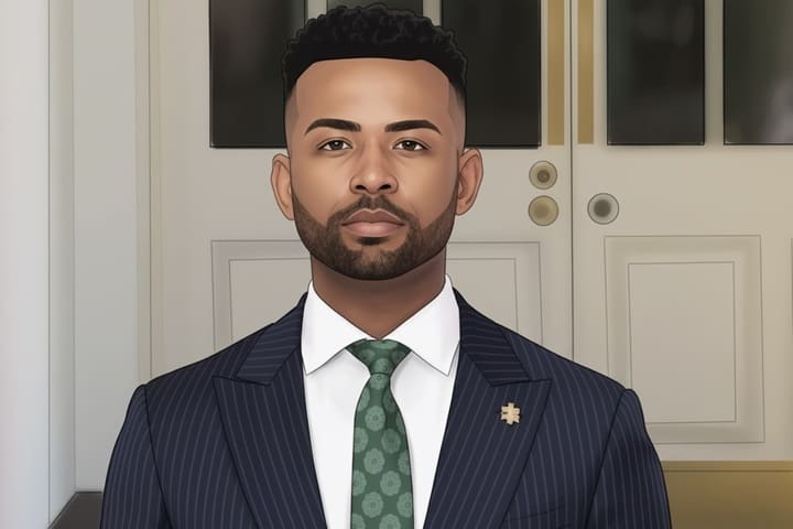 Illustration of Harrison Fields, former White House spokesman and 2025 CGCN Group executive, symbolizing his rise from Florida roots to national political communications prominence.