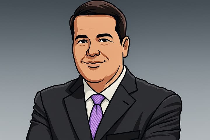 Illustrated portrait of John Tabacco, Long Island-based indie singer, experimental music artist, and satirical entrepreneur in 2025.