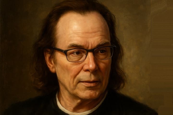 Illustrated portrait of Jon Small, American music video director known for Garth Brooks' "The Red Strokes," featured in a 2025 biography highlighting his career, personal life, and net worth.
