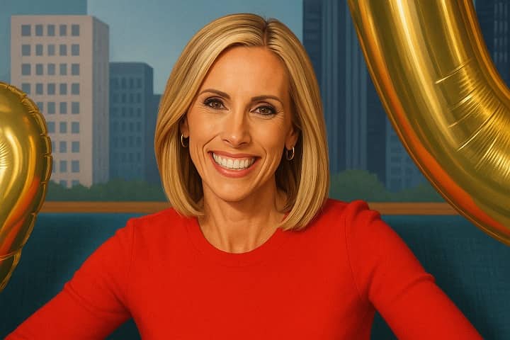 Illustration of Kate Merrill reacting to a viral Zoom prank during a newsroom meeting, highlighting a memorable moment that reshaped her public image.