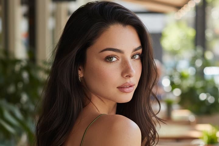 Mishka Silva and Tobey Maguire sitting together in a VIP suite at Super Bowl LX in 2026.